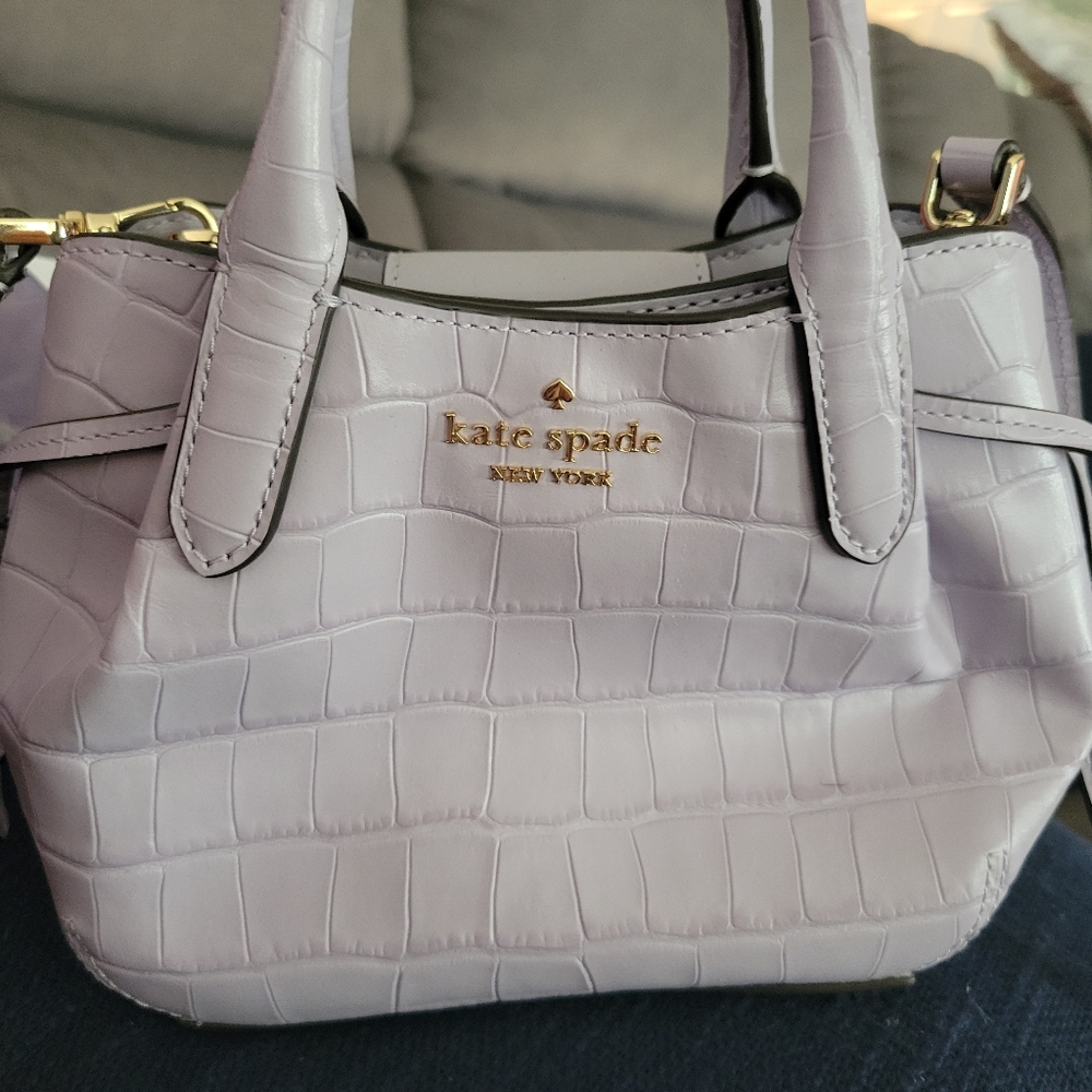Kate Spade Purple Mini Dumplin Satchel with Croc-Embossed Texture